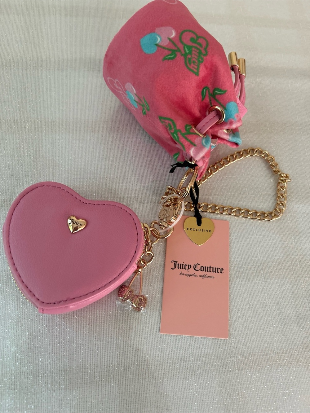 Juicy Couture Pink Heart Coin Purse Keychain bag charm